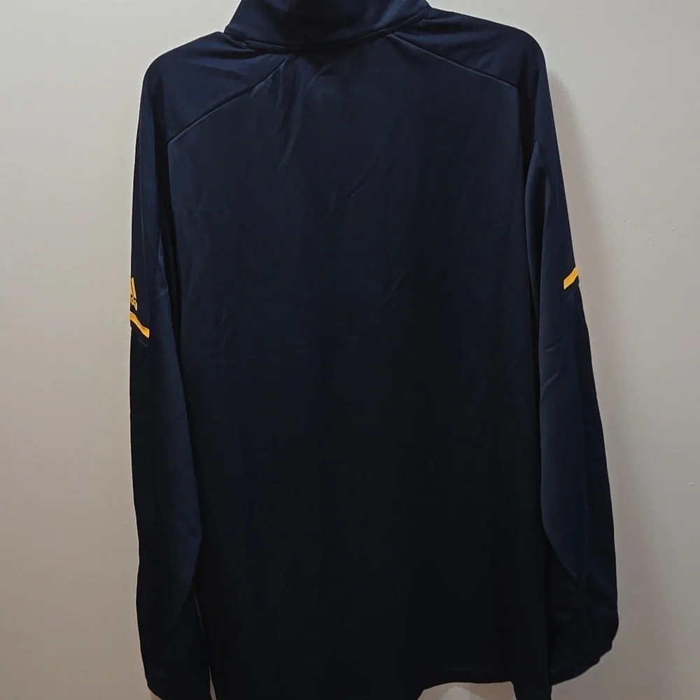 Adidas  Quarter Zip Men's Navy Jacket with Yellow/Gold Details XL NEW
